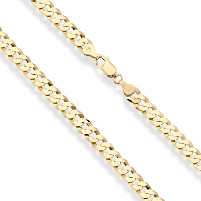 Miabella Italian 18K Gold Plated 925 Sterling Silver 7mm Cuban Link Curb Chain Necklace for Men Women, Made in Italy (Length 24 Inches) - Image 2